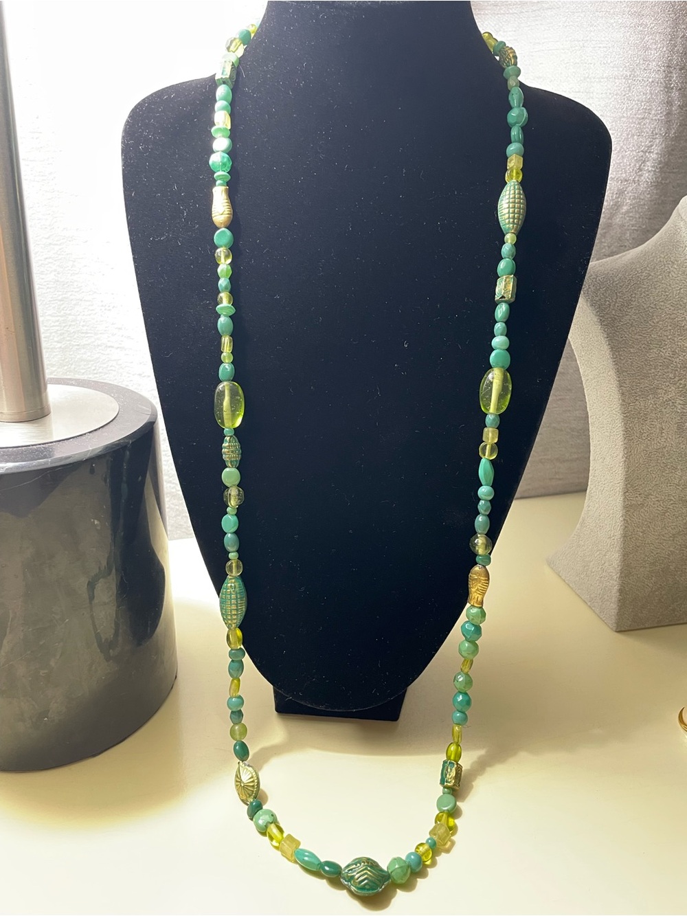 Green Beaded Long Necklace - Brand: